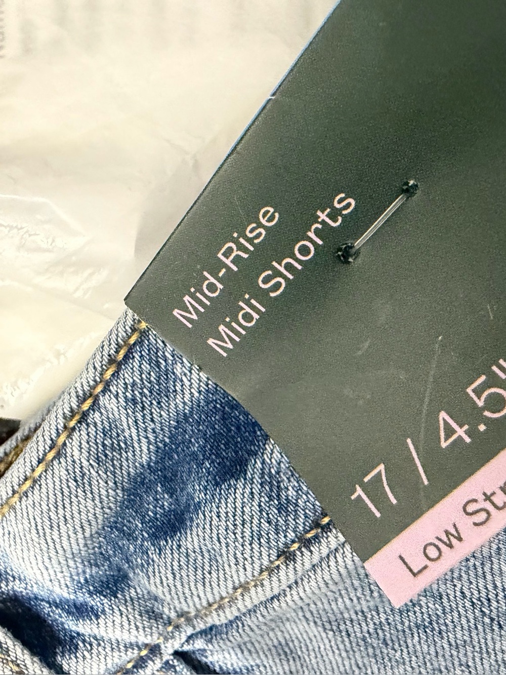 Mid-Rise Midi Shorts - Light Blue Denim size 17 new with tags